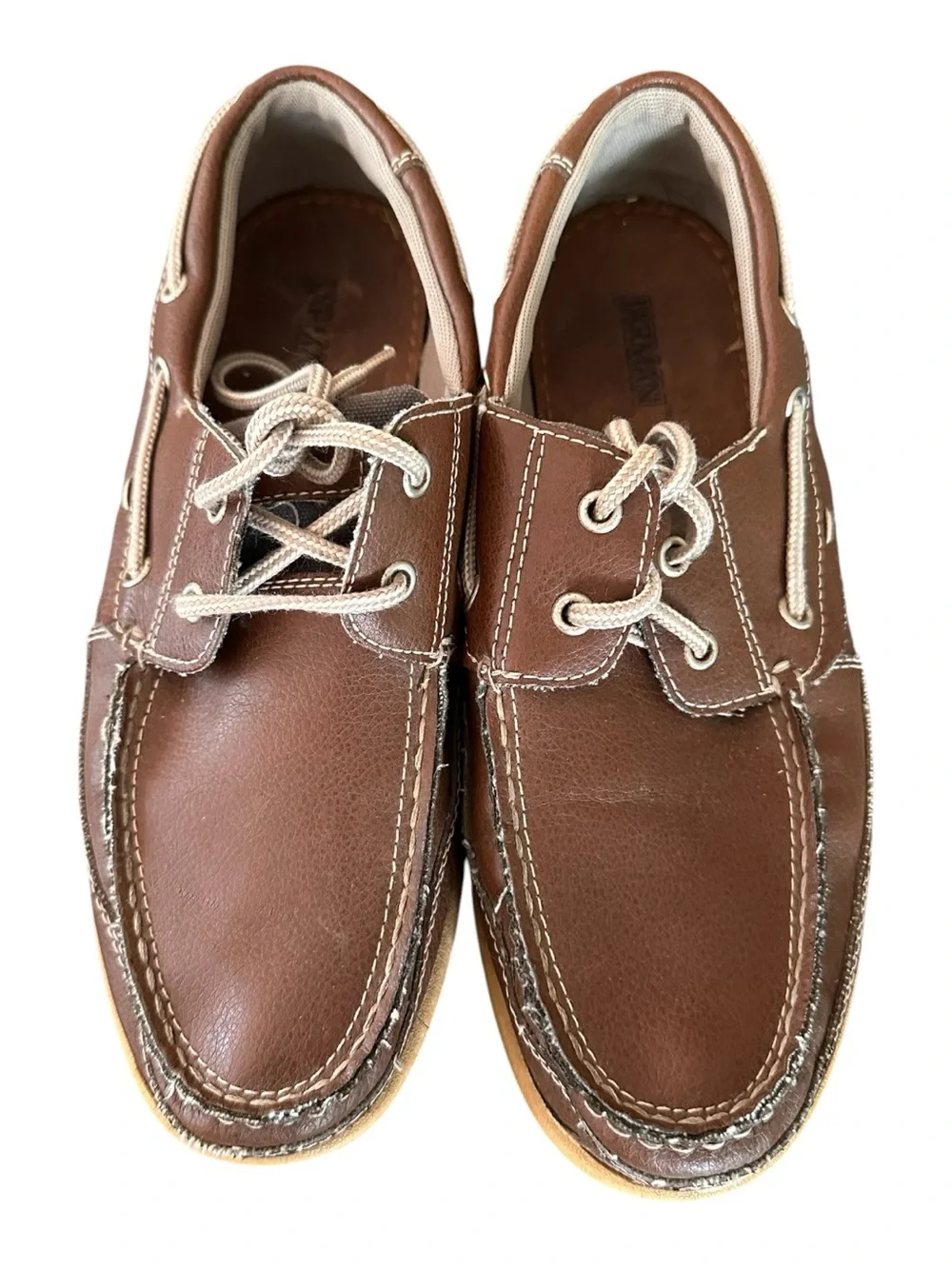 Vintage Jarman Brown Leather Moc Toe Boat Shoes Size 9